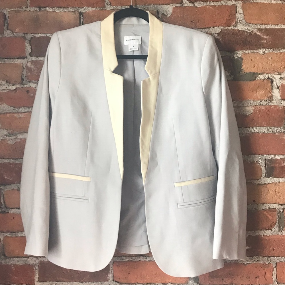 Club Monaco • Faux Leather Trim Blazer